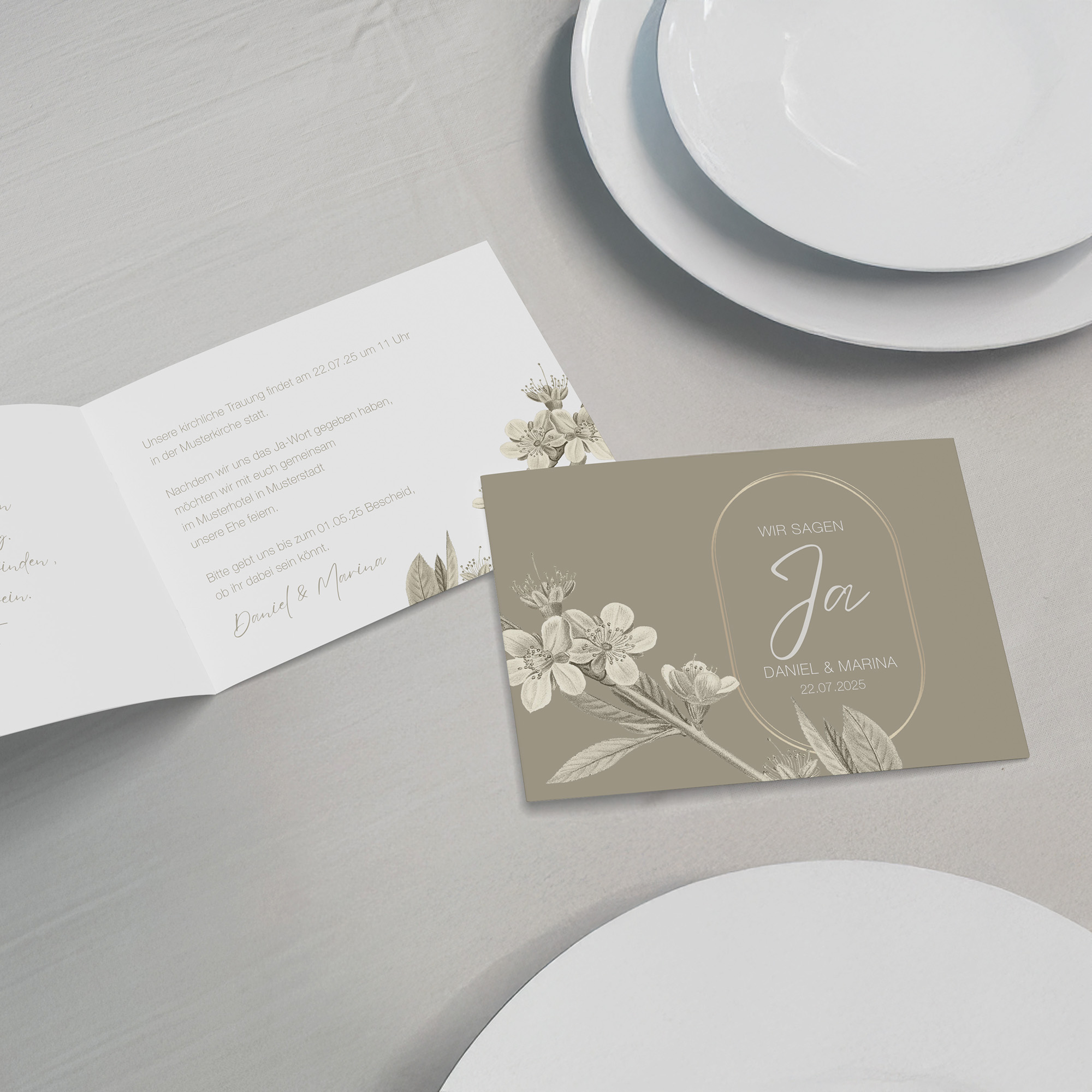 Klappkarte DIN A6 im Querformat - Floral "Classic Flora"