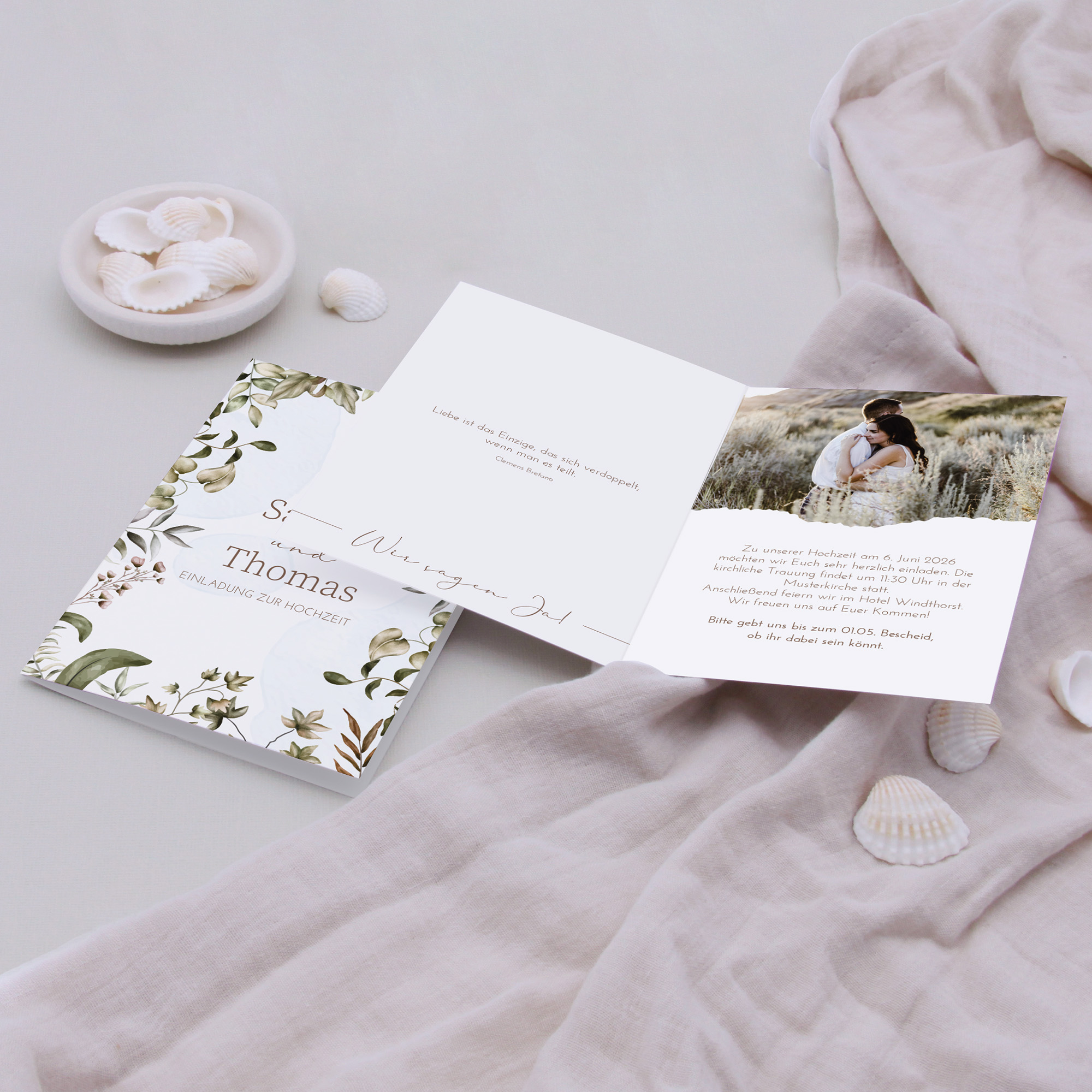 Klappkarte DIN A6 im Hochformat - Boho "Nature Hold"