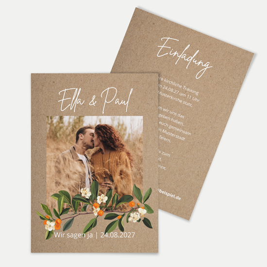 Postkarte DIN A6 im Hochformat - Greenery "orange craft"