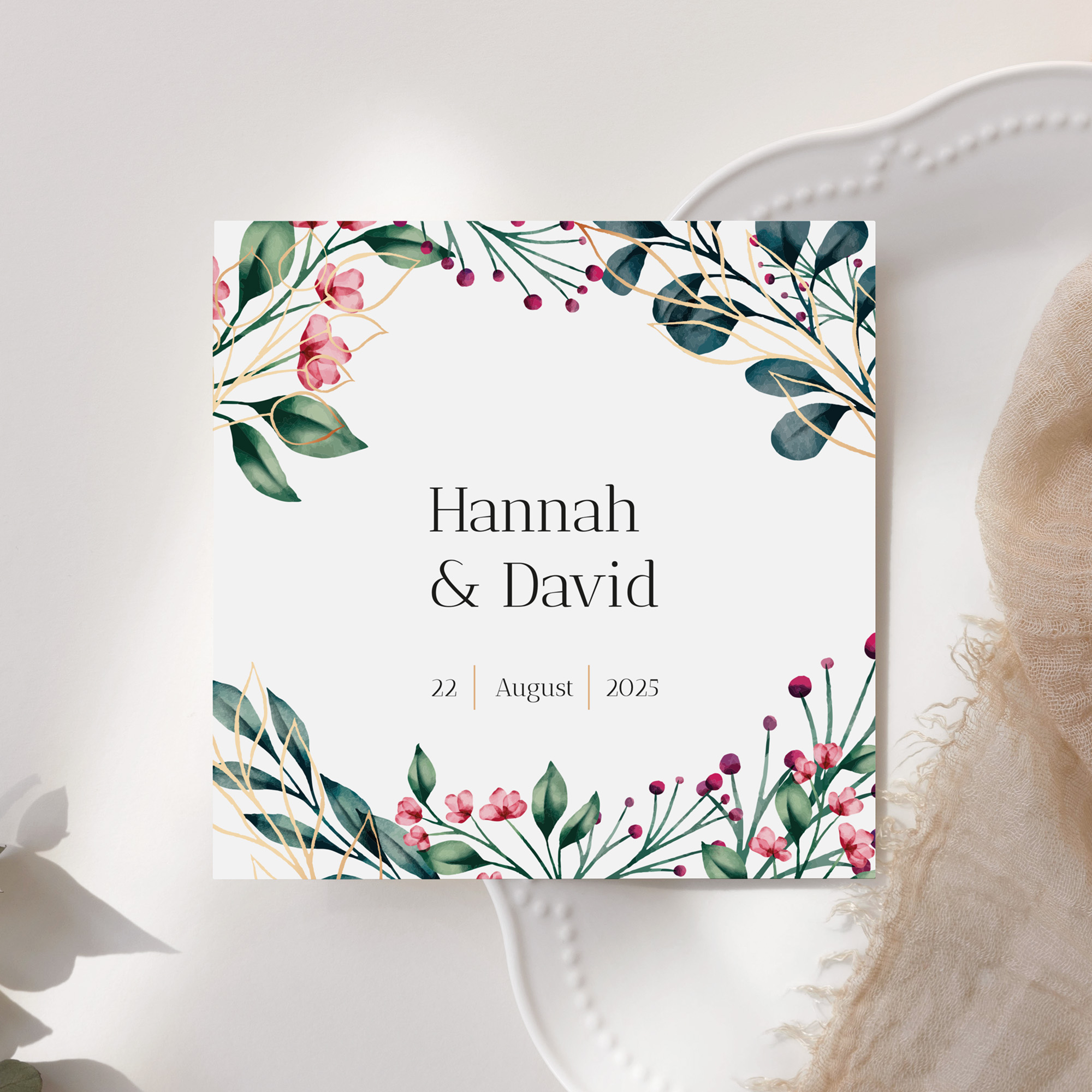 Postkarte Quadrat 148 x 148 mm - Floral "Ivory Garden"