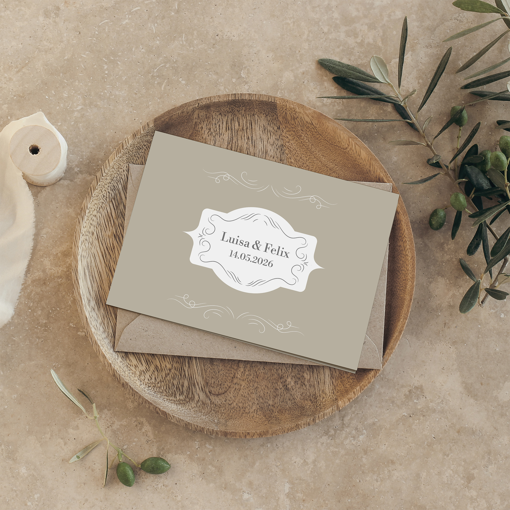 Klappkarte DIN A6 im Querformat - Vintage - "Antique Peony"