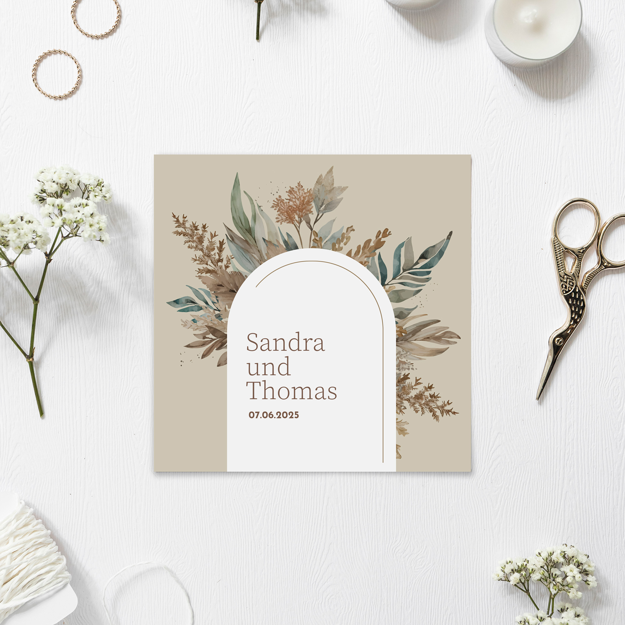 Postkarte Quadrat 148 x 148 mm - Boho "Bare Nature"