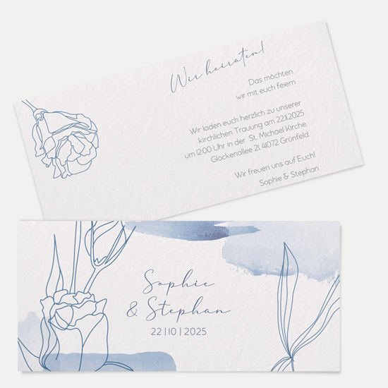 Postkarten DIN lang im Querformat 210 x 98 mm - Aquarell "midnight petals"