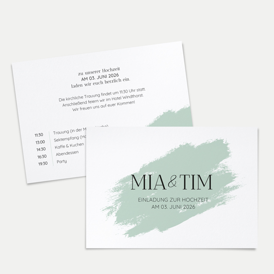 Postkarte DIN A6 im Querformat - Minimalistisch "Mint Brush"