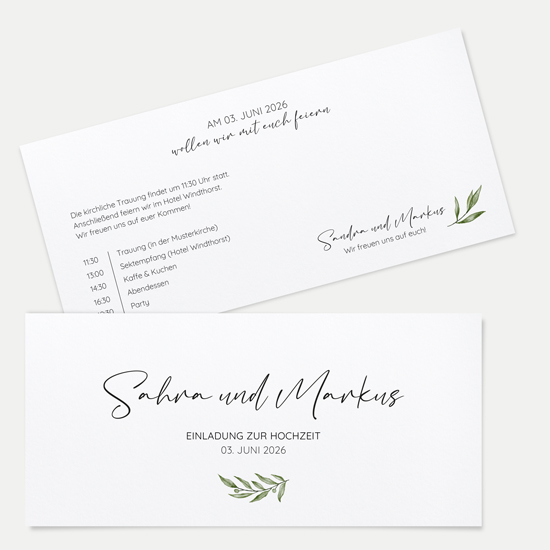 Postkarten DIN lang im Querformat 210 x 98 mm - Minimalistisch "Olivetta"