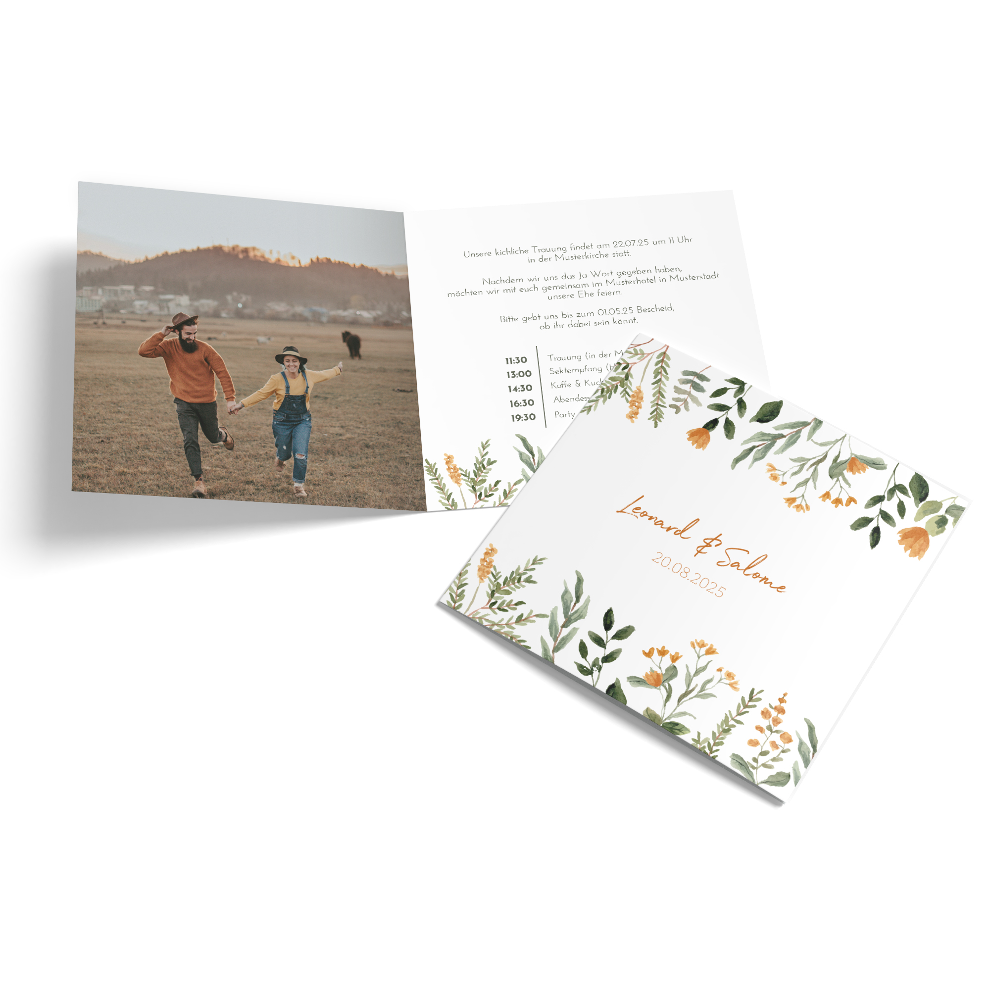 Klappkarte Quadratisch 148 x 148 mm - Floral "Warm Botanicals"