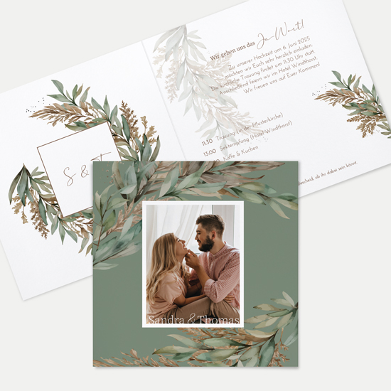 Klappkarte Quadratisch 148 x 148 mm - Boho "Rooted Together"