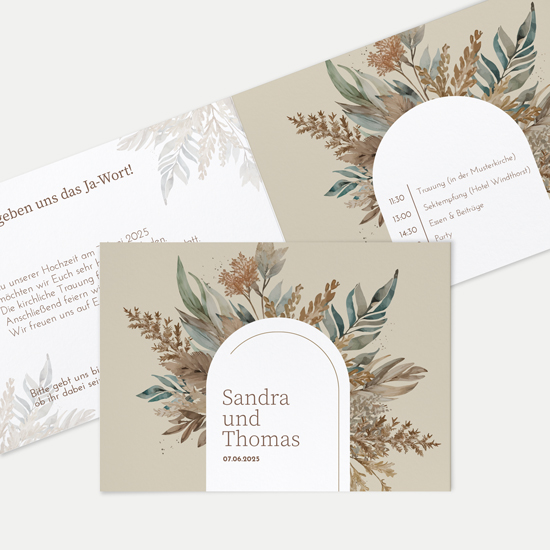 Klappkarte DIN A6 im Querformat - Boho "Bare Nature"