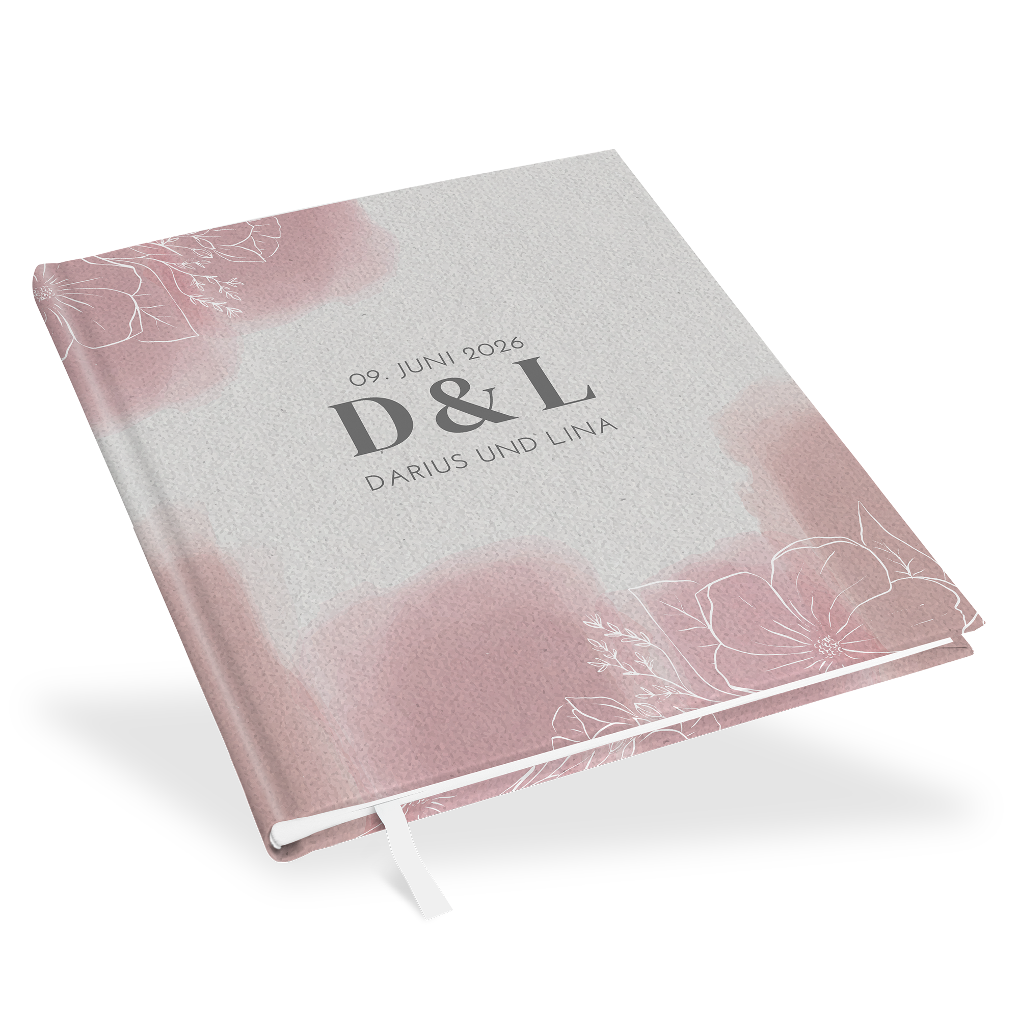 Erinnerungsbuch Hochzeit - Aquarell "dusty bloom"