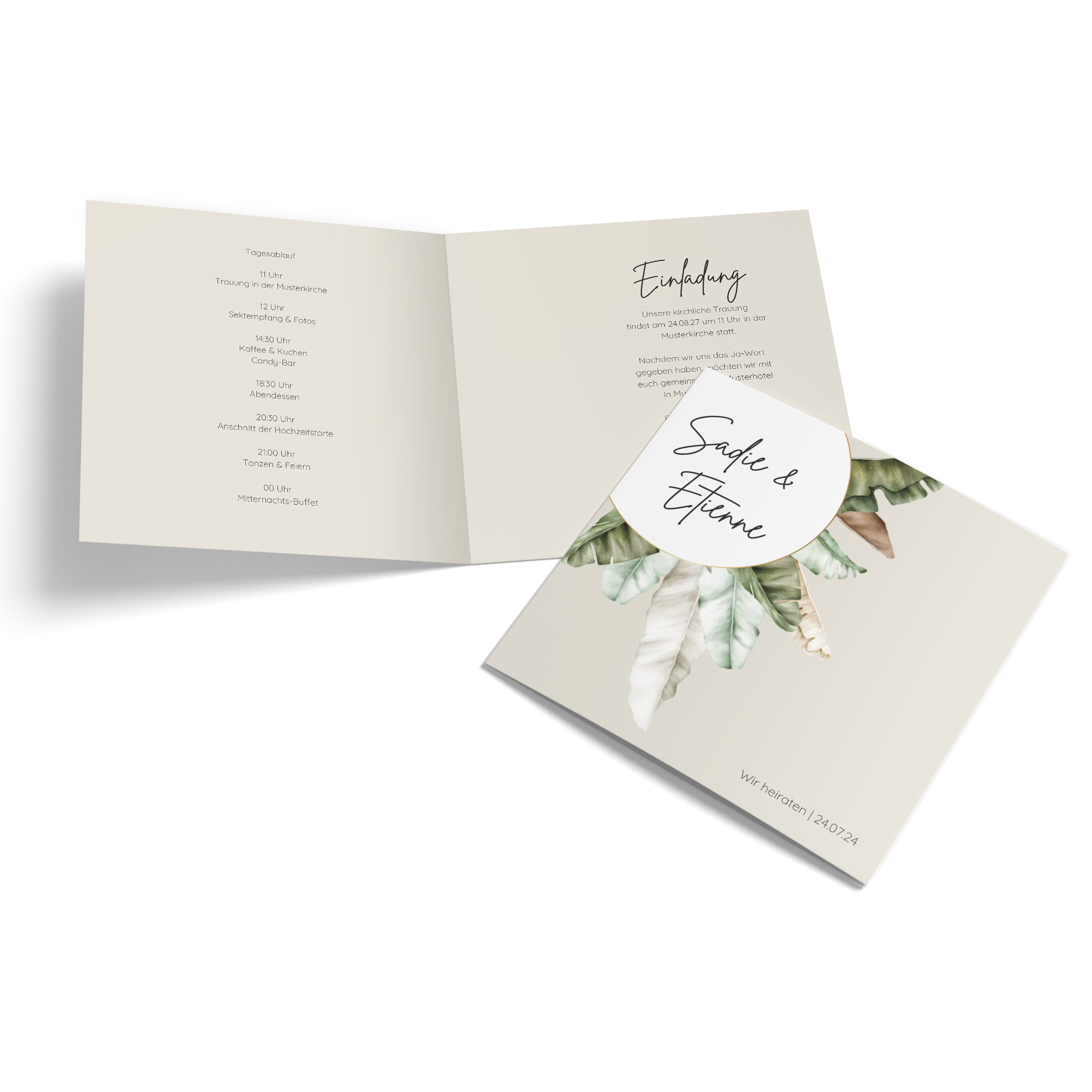 Klappkarte Quadratisch 148 x 148 mm - Greenery "Manila 01"