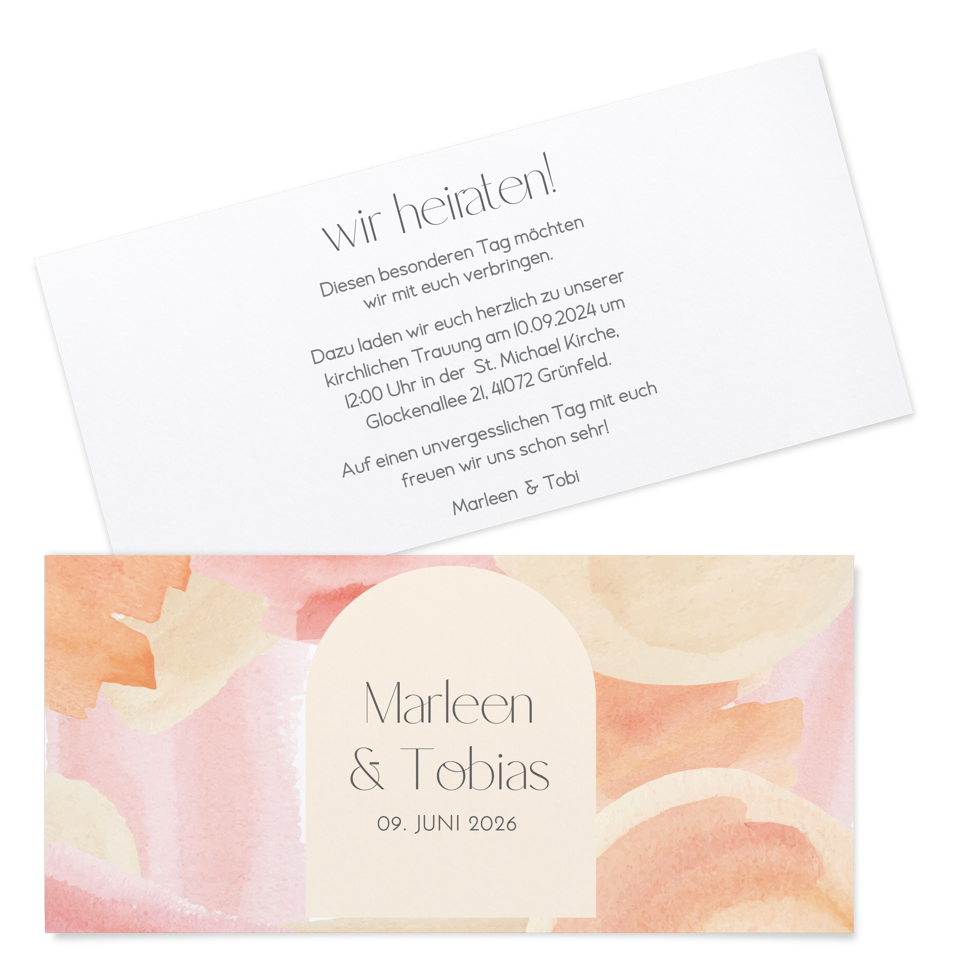 Postkarten DIN lang im Querformat 210 x 98 mm - Aquarell "sunset stroke"