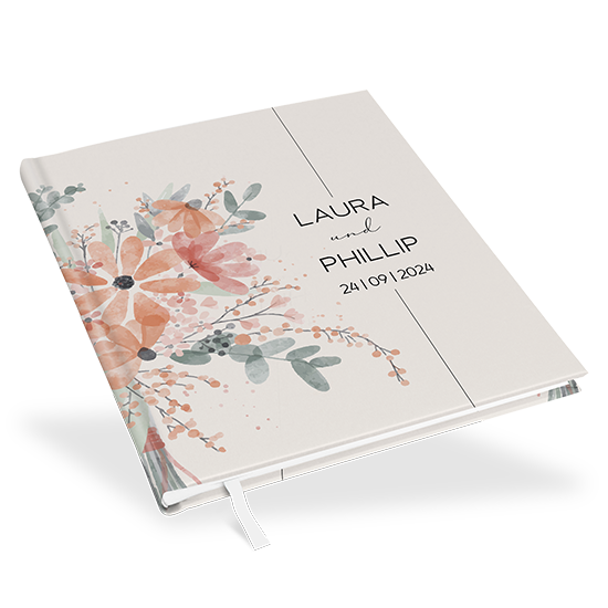 Gästebuch Hochzeit -  Aquarell "terracotta bloom"