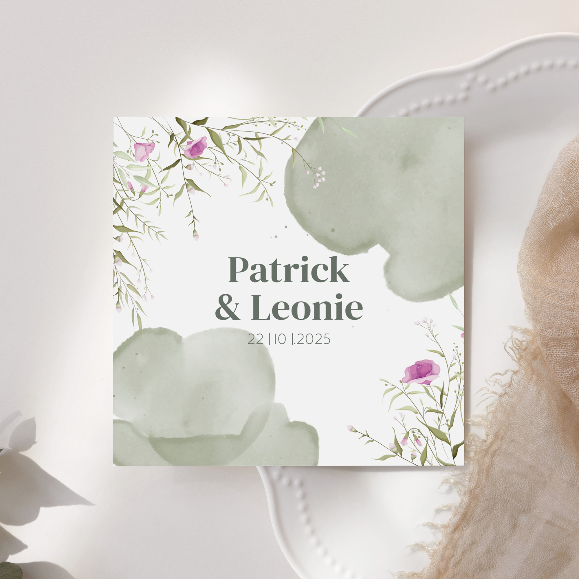 Postkarte Quadrat - Aquarell "Wildflower Garden"