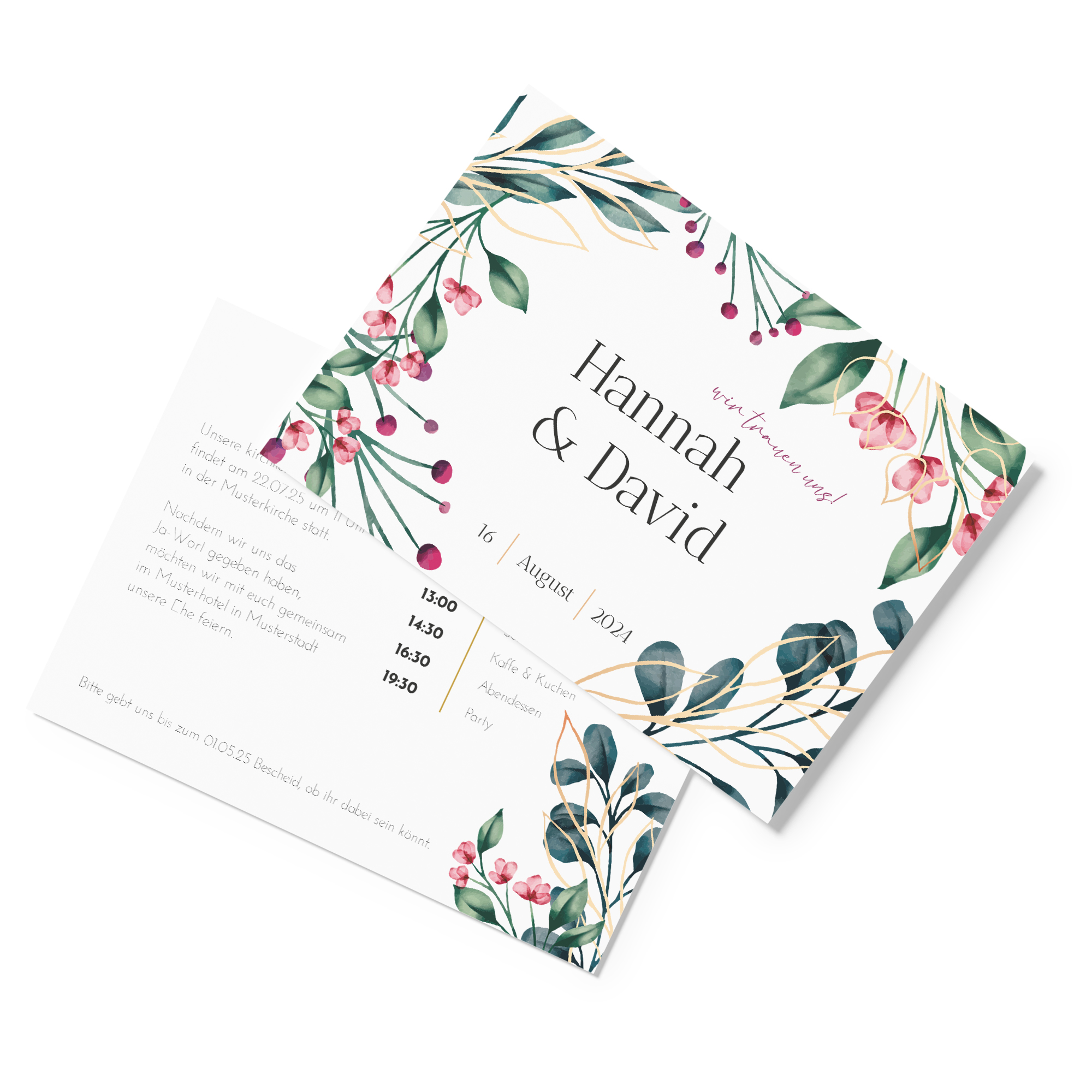 Postkarte DIN A6 im Querformat - Floral "Pink Garden"