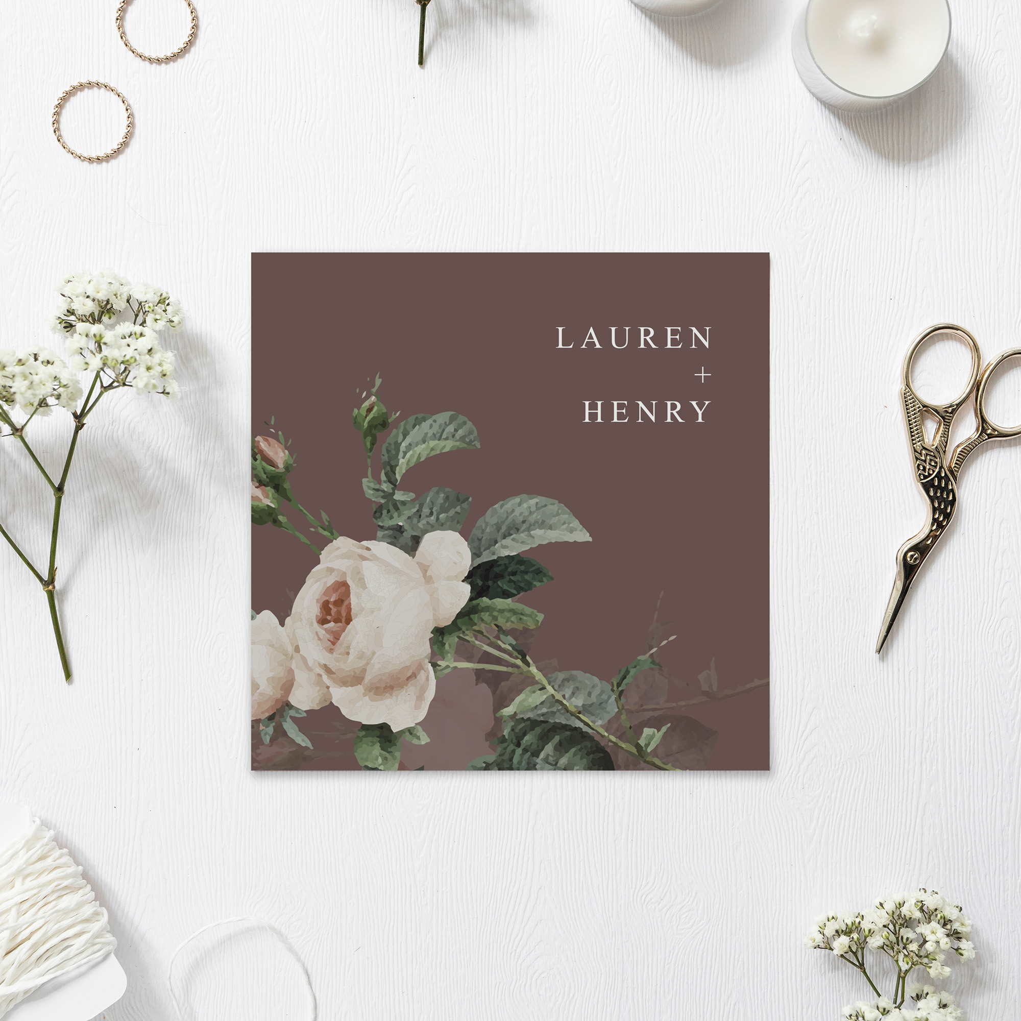 Postkarte Quadrat 148 x 148 mm - Floral "Antique Rose"