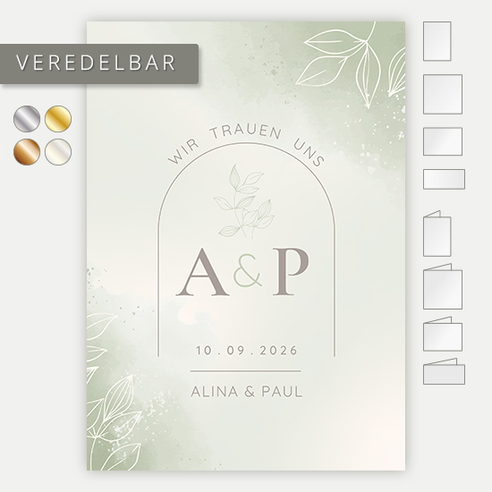 Postkarte DIN A6 im Hochformat - Aquarell "faded green"