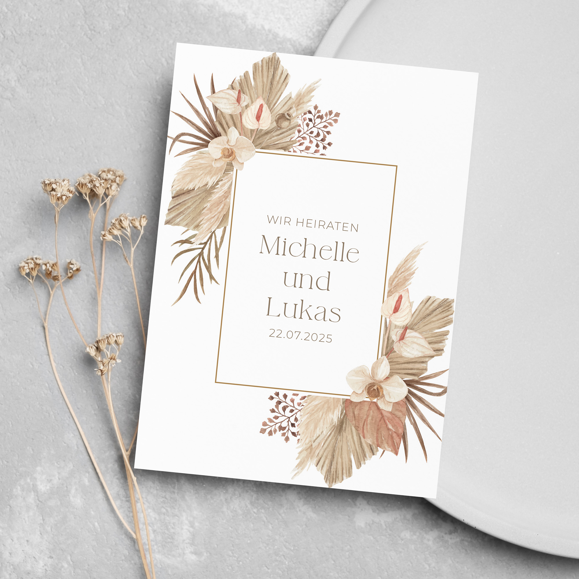 Postkarte DIN A6 im Hochformat - Boho "Golden Haze"