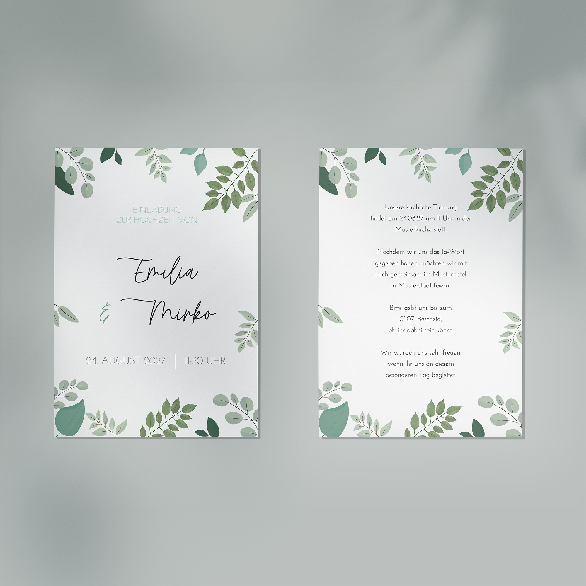 Postkarte DIN A6 im Hochformat - Greenery "Green & Simple"