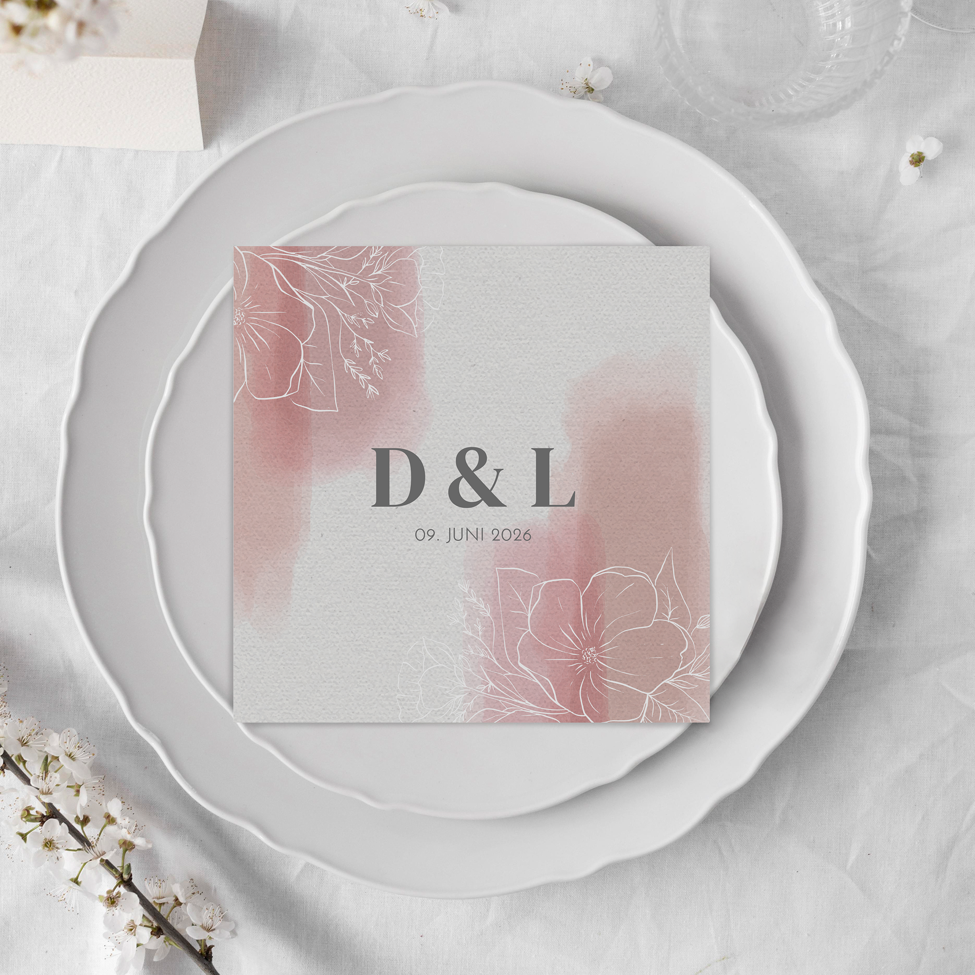 Postkarte Quadrat - Aquarell "dusty Bloom"