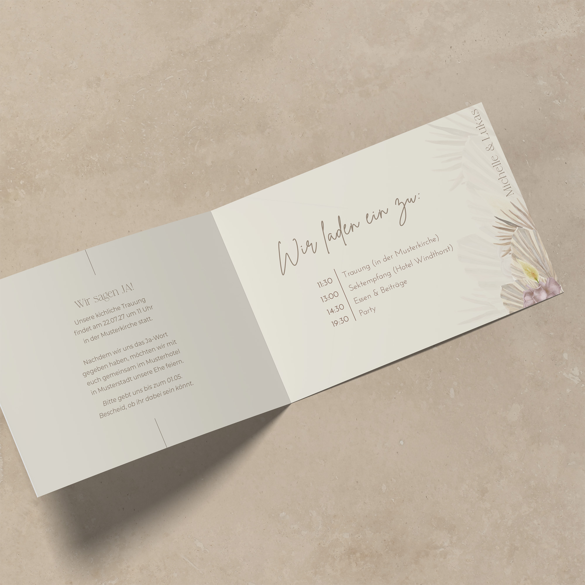 Klappkarte DIN A6 im Querformat - Boho "Boho Minimal"