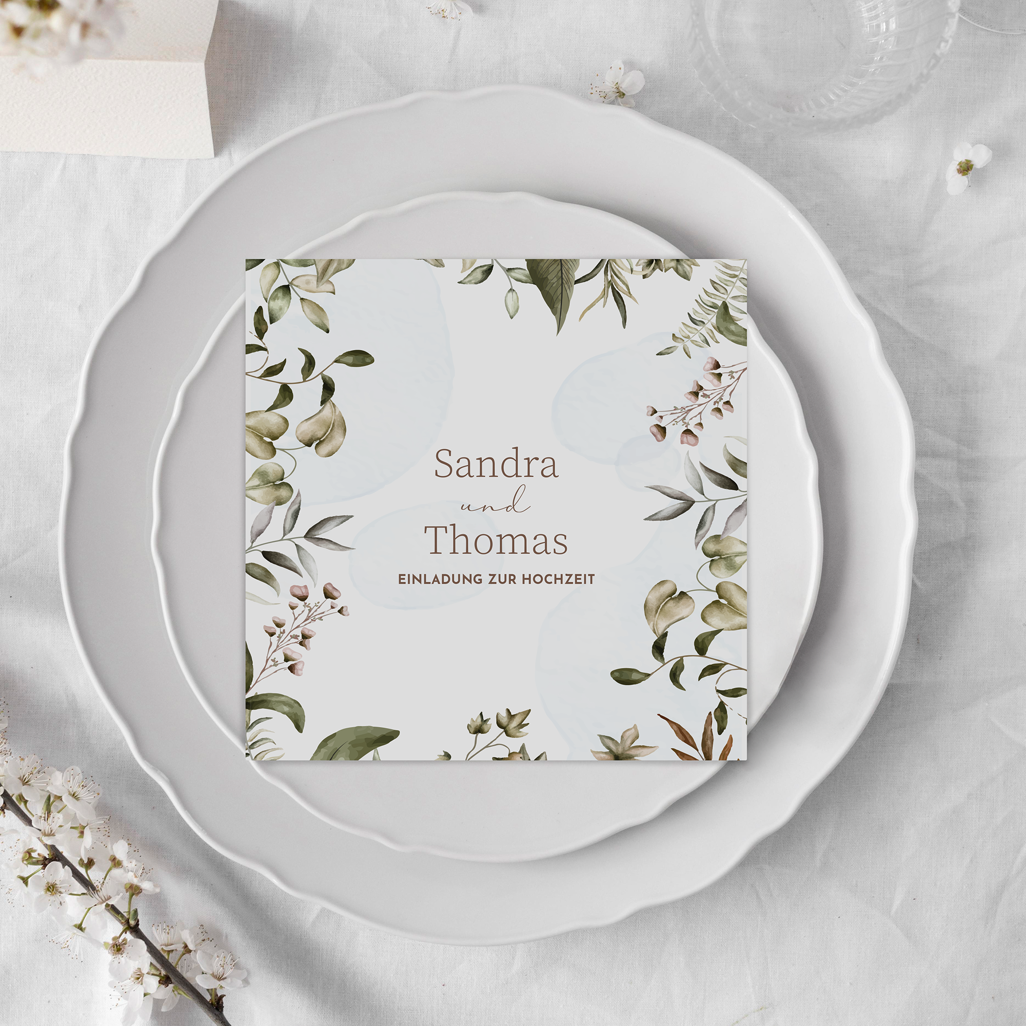 Postkarte Quadrat 148 x 148 mm - Boho "Nature Hold"