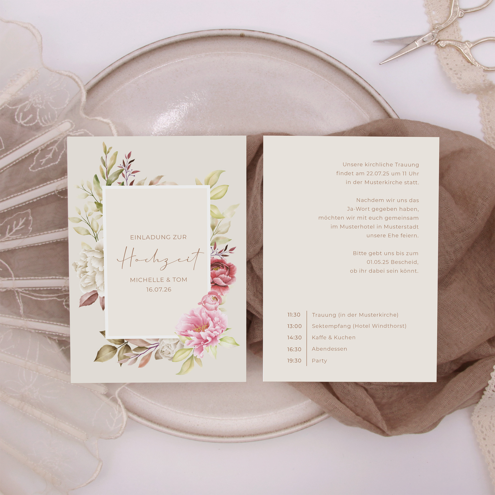 Postkarte DIN A6 im Hochformat - Floral "Peony Bloom"