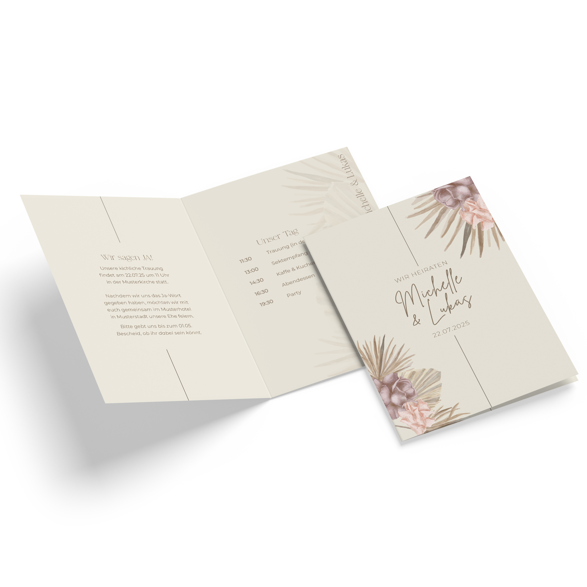 Klappkarte DIN A6 im Hochformat - Boho "Boho Minimal"