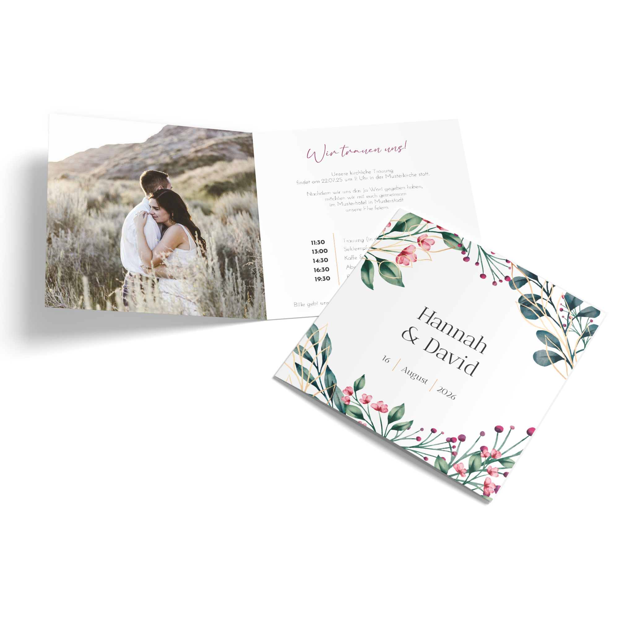 Klappkarte Quadratisch 148 x 148 mm - Floral "Ivory Garden"