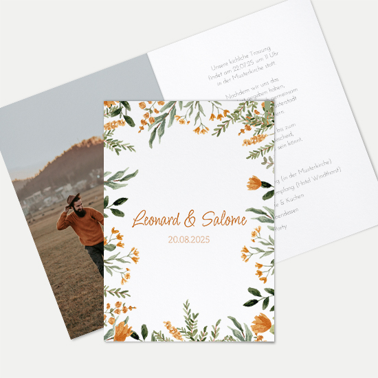 Klappkarte DIN A6 im Hochformat - Floral "Warm Botanicals"