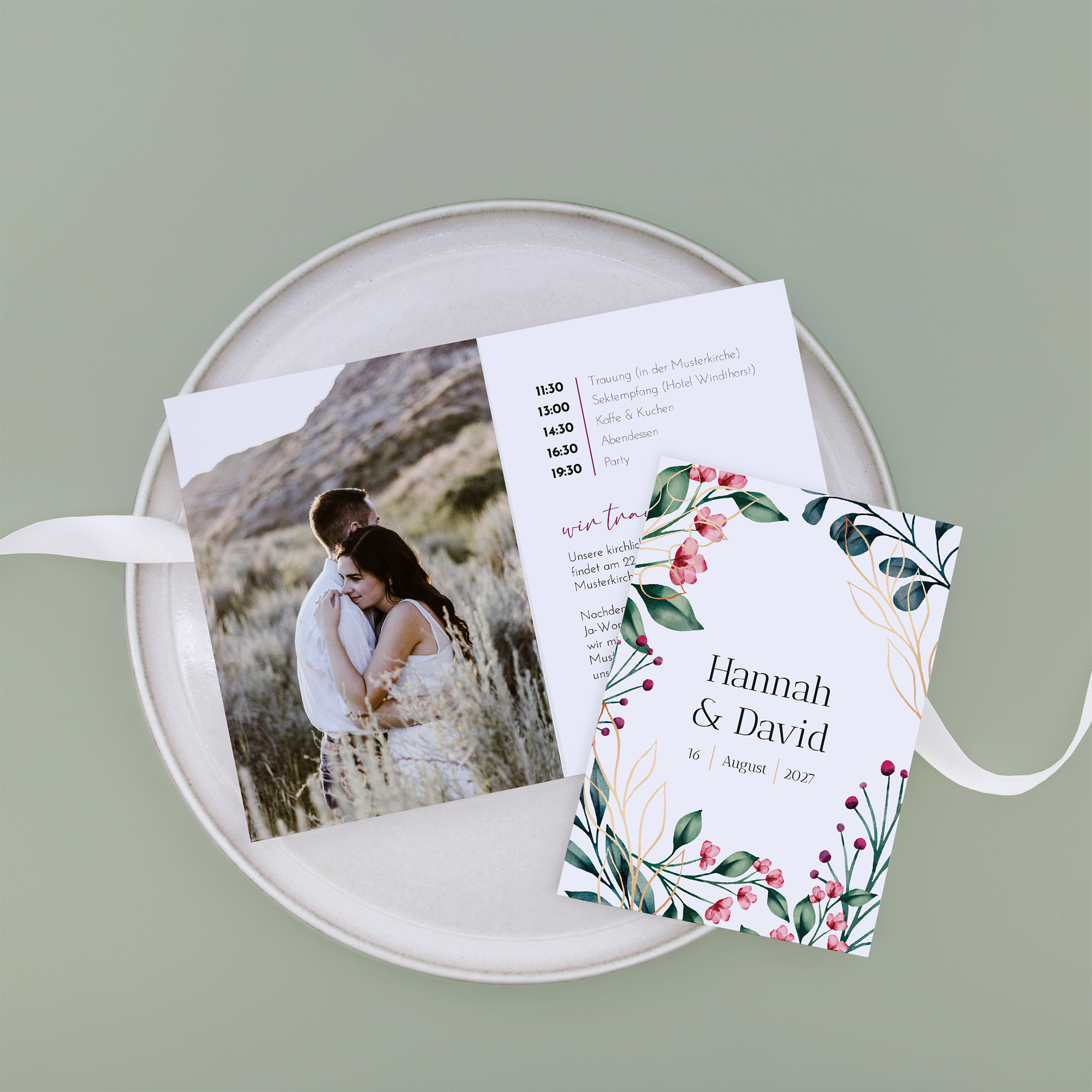 Klappkarte DIN A6 im Hochformat - Floral "Pink Garden"