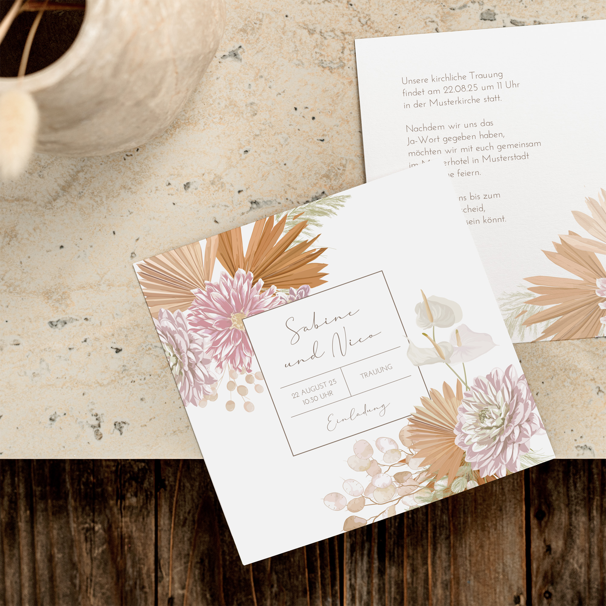 Postkarte Quadrat 148 x 148 mm - Floral "Terracotta Blossom"