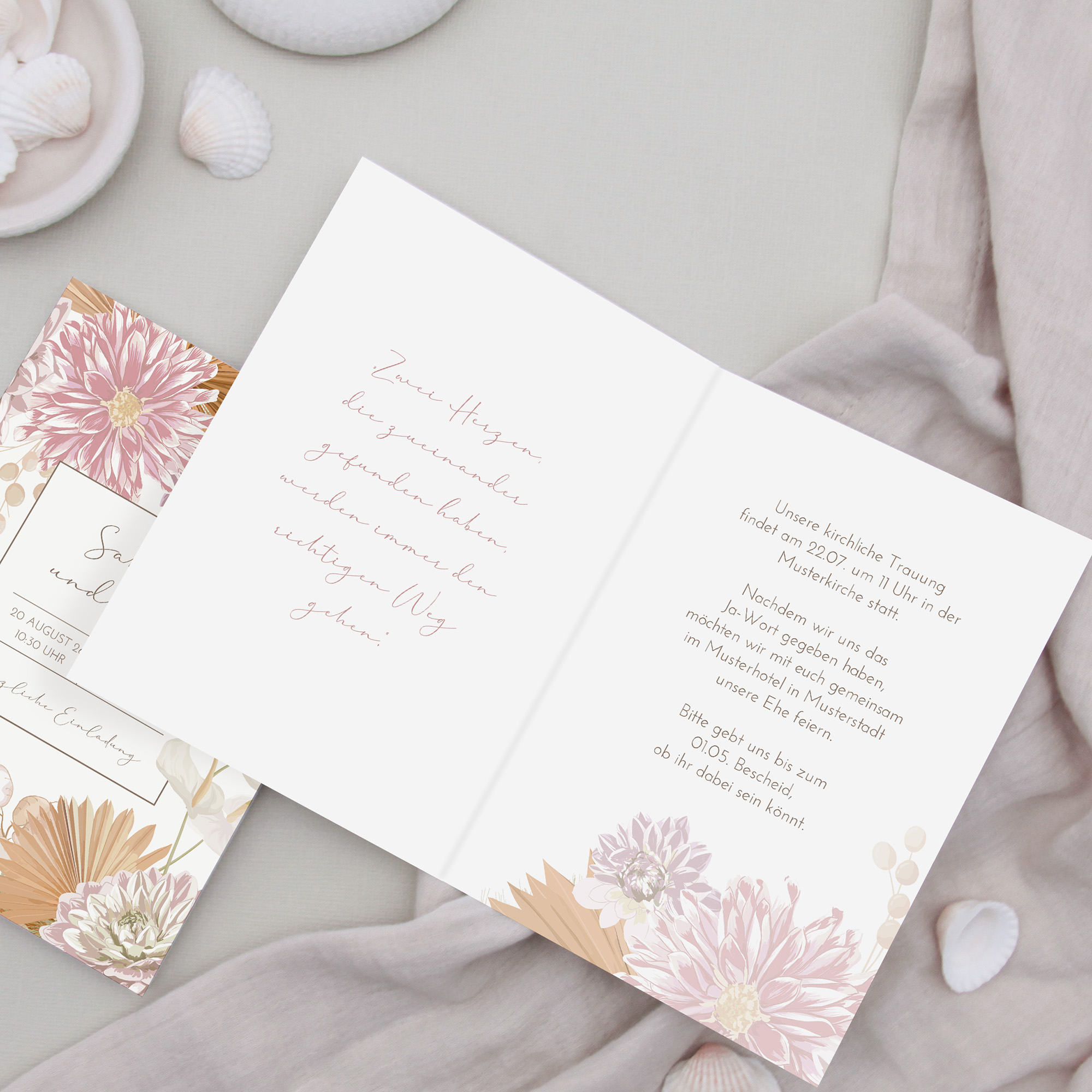 Klappkarte DIN A6 im Hochformat - Floral "Terracotta Blossom"