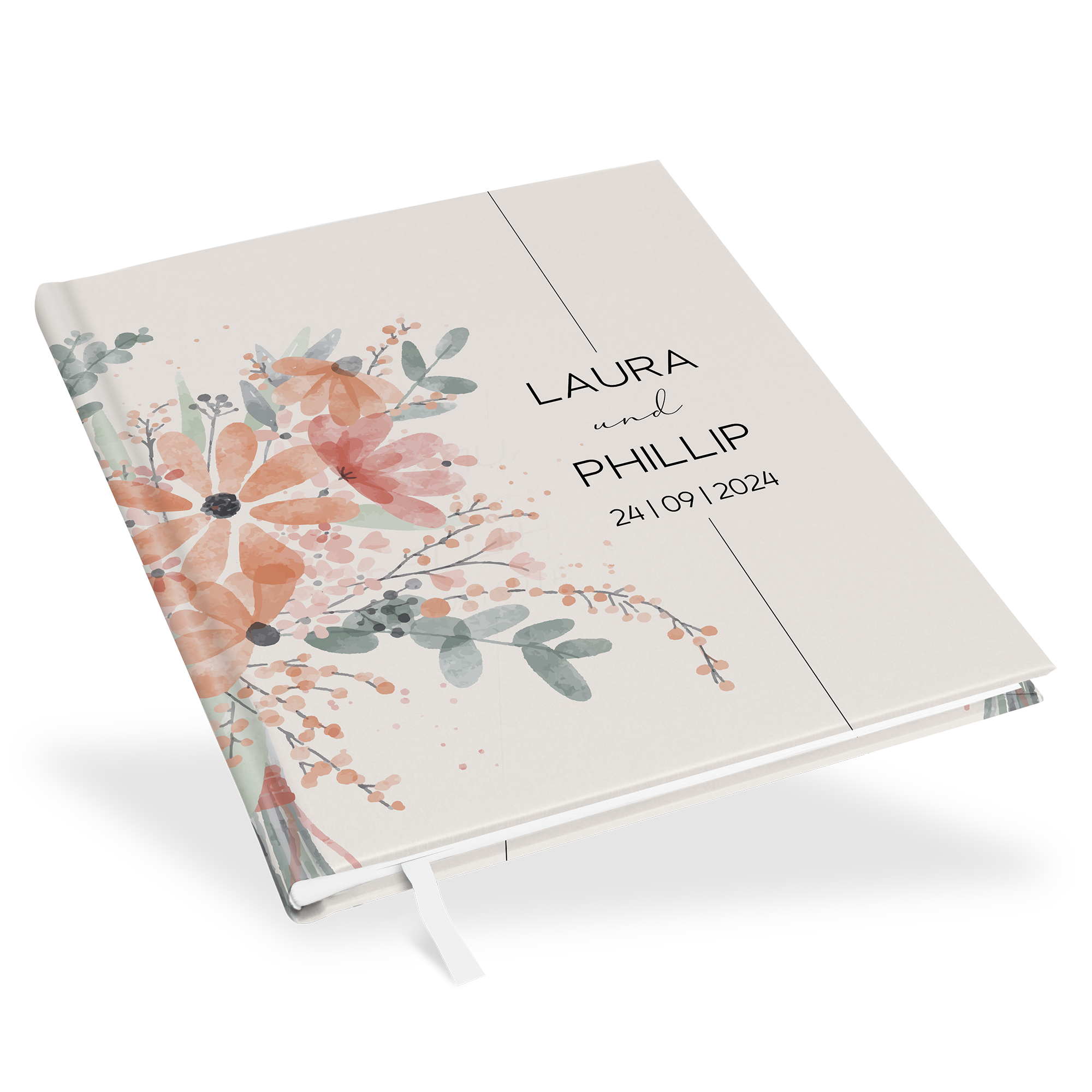 Erinnerungsbuch Hochzeit - Aquarell "terracotta bloom"