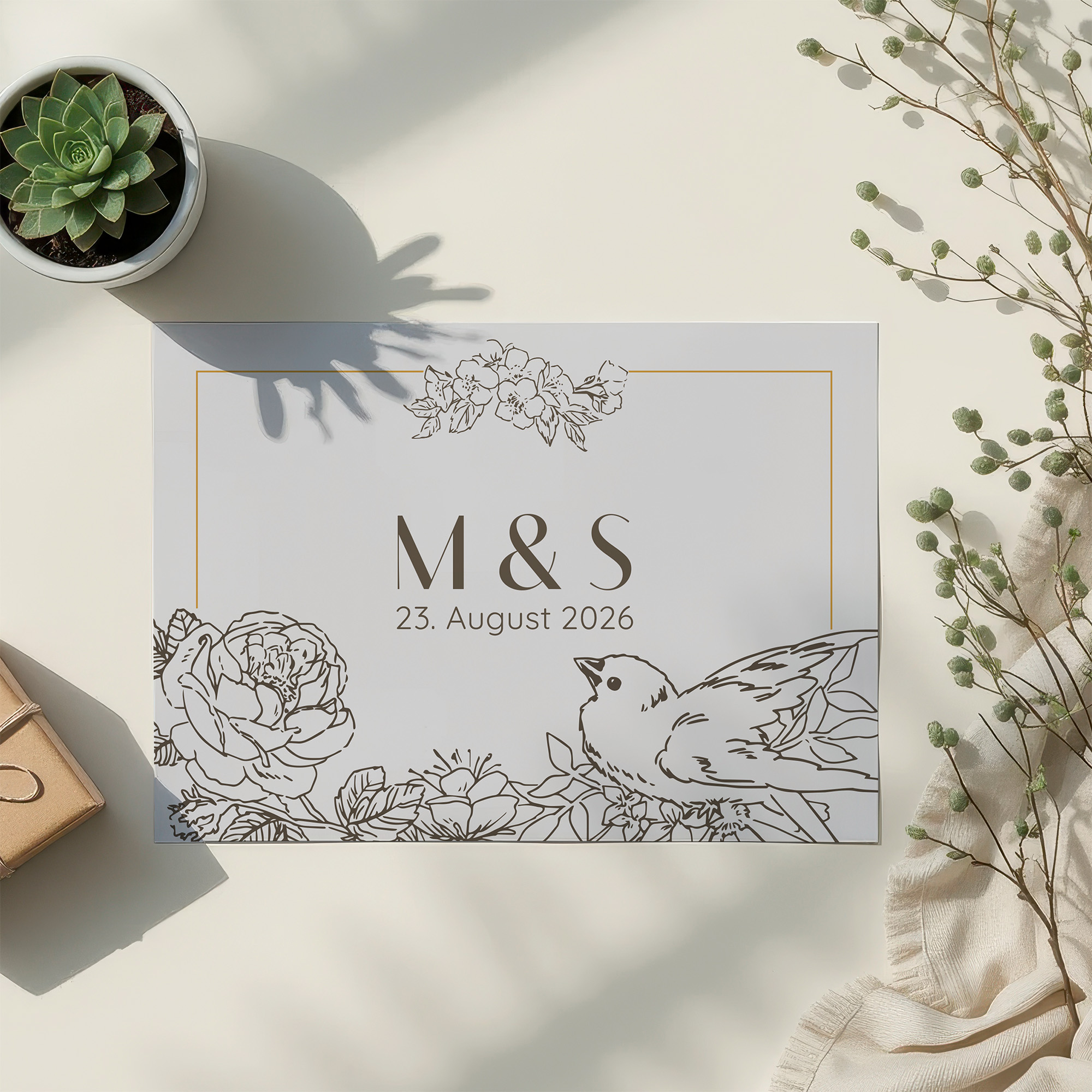 Postkarte DIN A6 im Querformat - Vintage "Petal Bird"