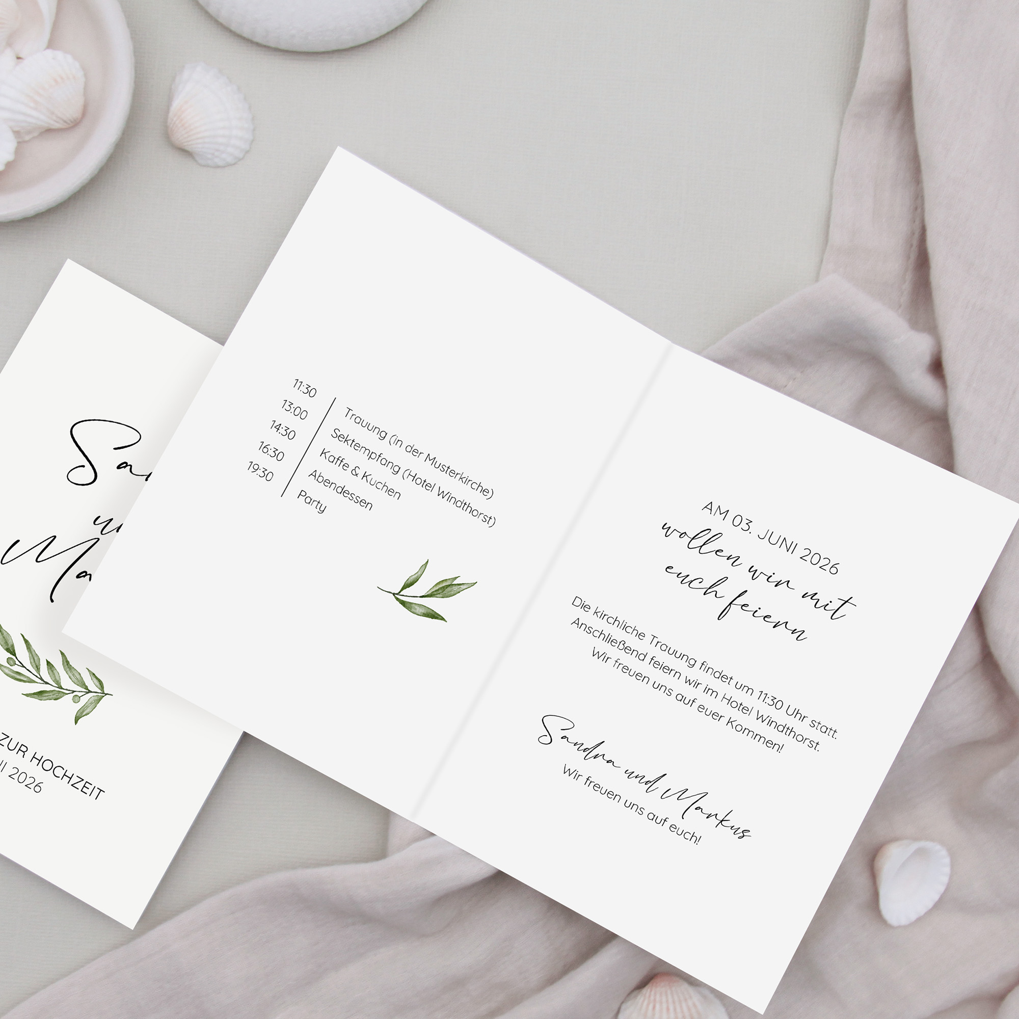 Klappkarte DIN A6 im Hochformat - Minimalistisch "Olivetta"