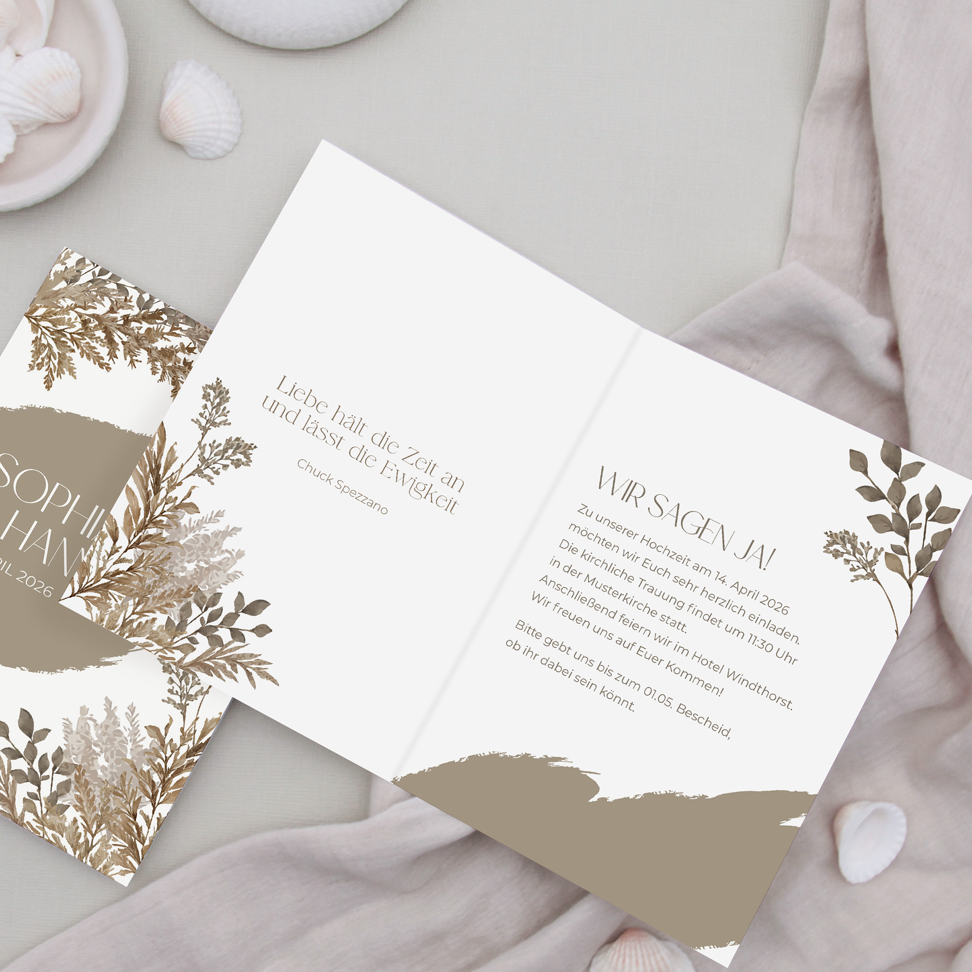 Klappkarte DIN A6 im Hochformat - Boho "Earthstroke"