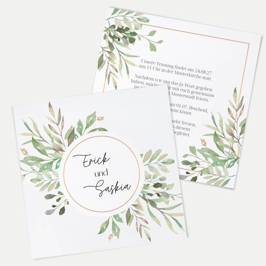 Postkarte Quadrat 148 x 148 mm - Greenery "Calm Grove"