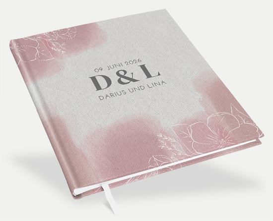 Erinnerungsbuch Hochzeit - Aquarell "dusty bloom"