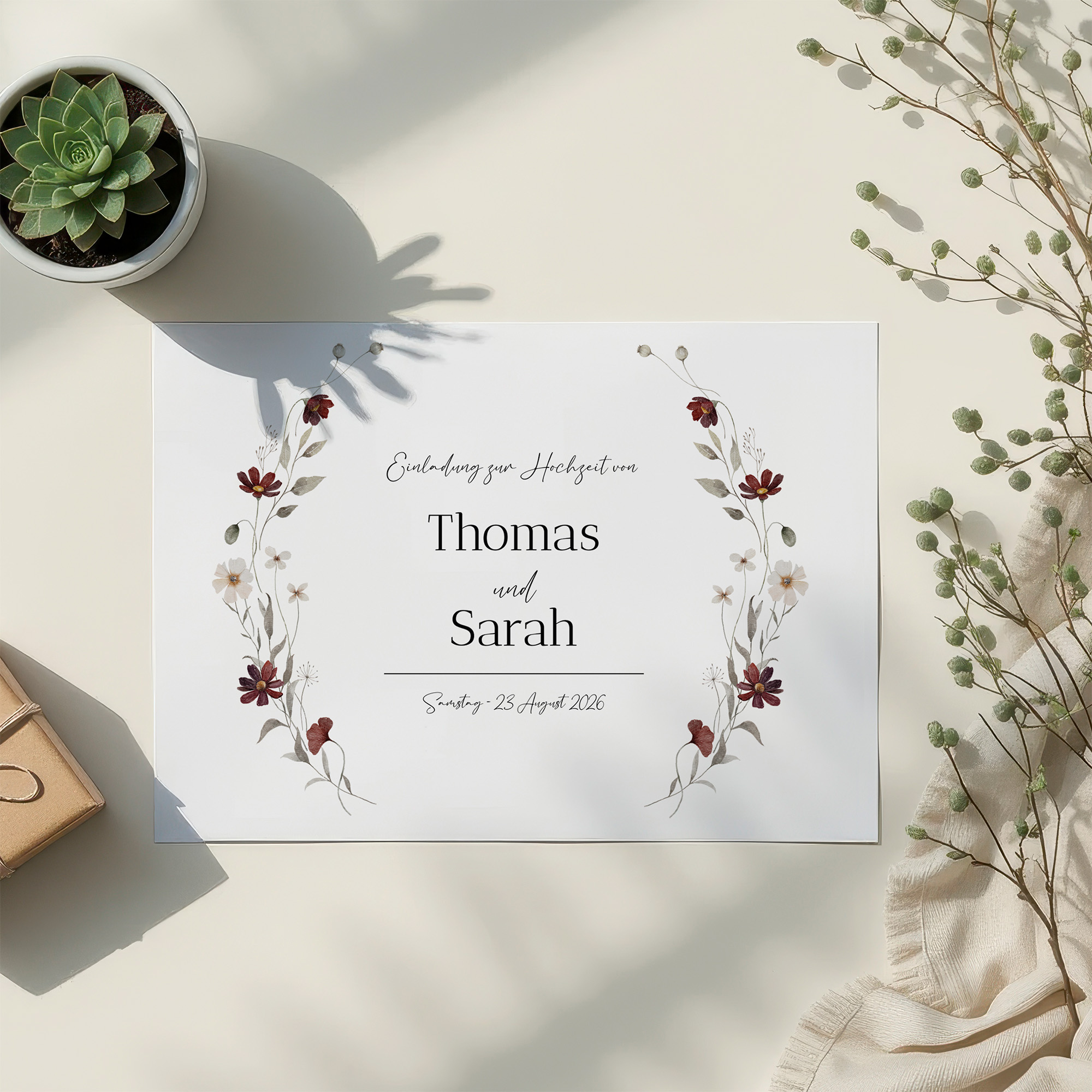 Postkarte DIN A6 im Querformat - Vintage "Wildflower Note"