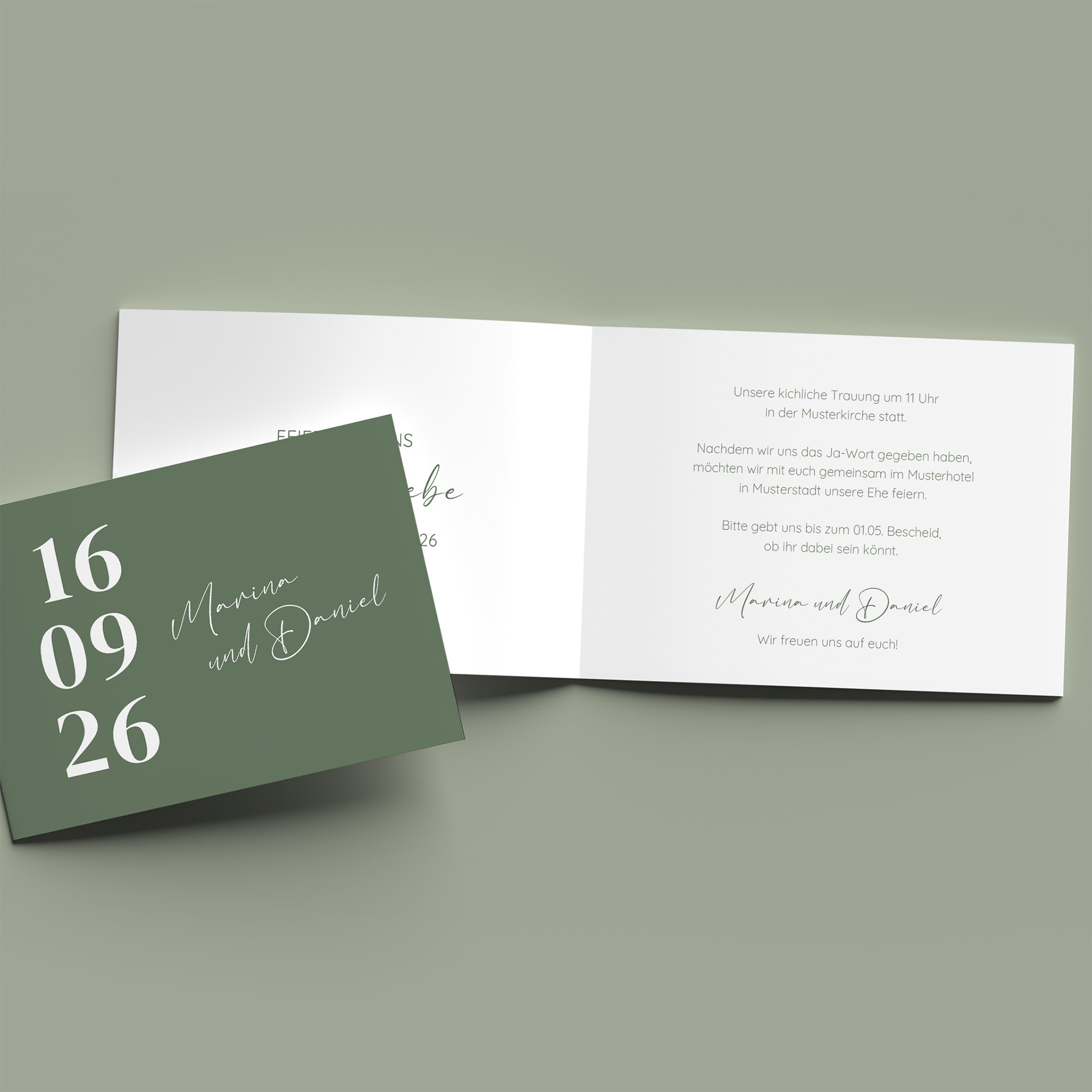 Klappkarte DIN A6 im Querformat - Minimalistisch "Simply Green"