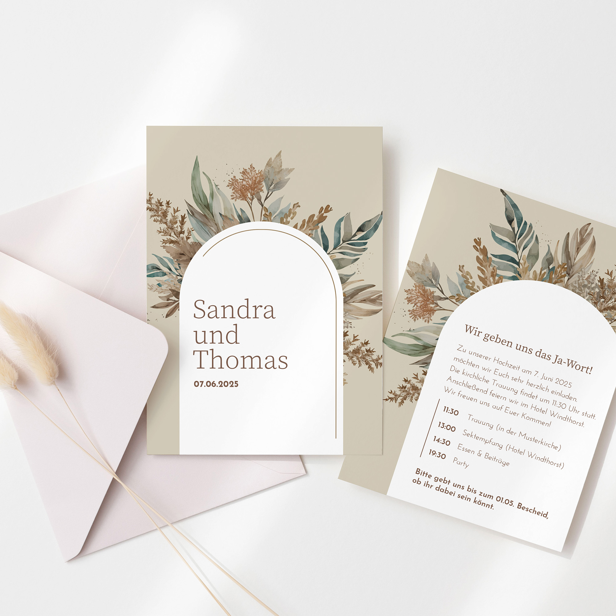 Postkarte DIN A6 im Hochformat - Boho "Bare Nature"