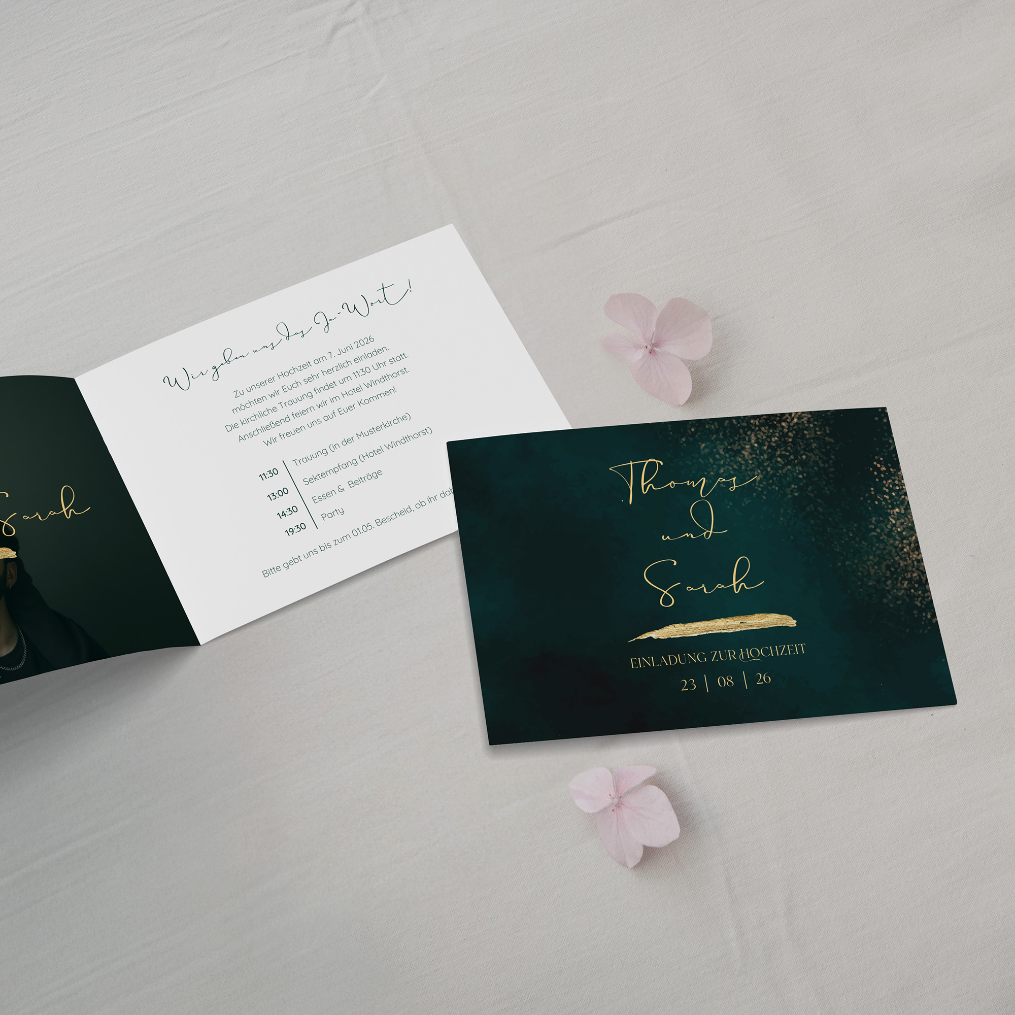 Klappkarte DIN A6 im Querformat - Vintage - "Velvet Night"