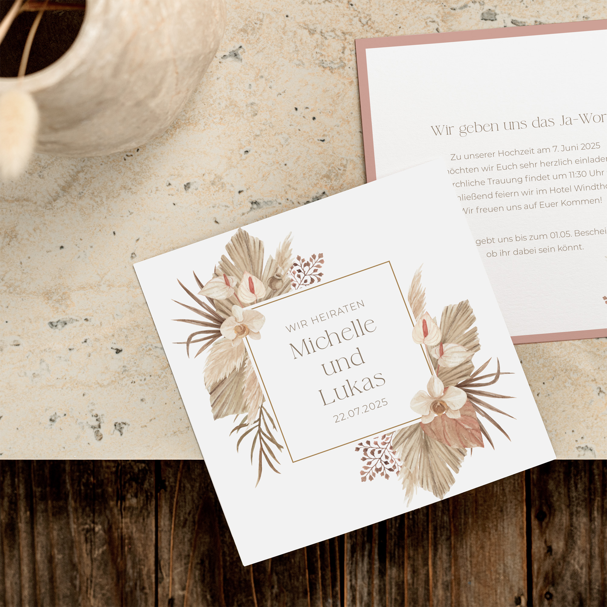 Postkarte Quadrat 148 x 148 mm - Boho "Golden Haze"