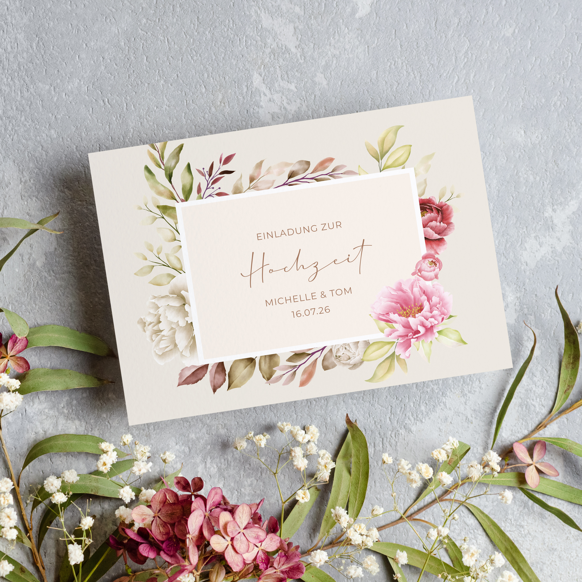 Postkarte DIN A6 im Querformat - Floral "Peony Bloom"