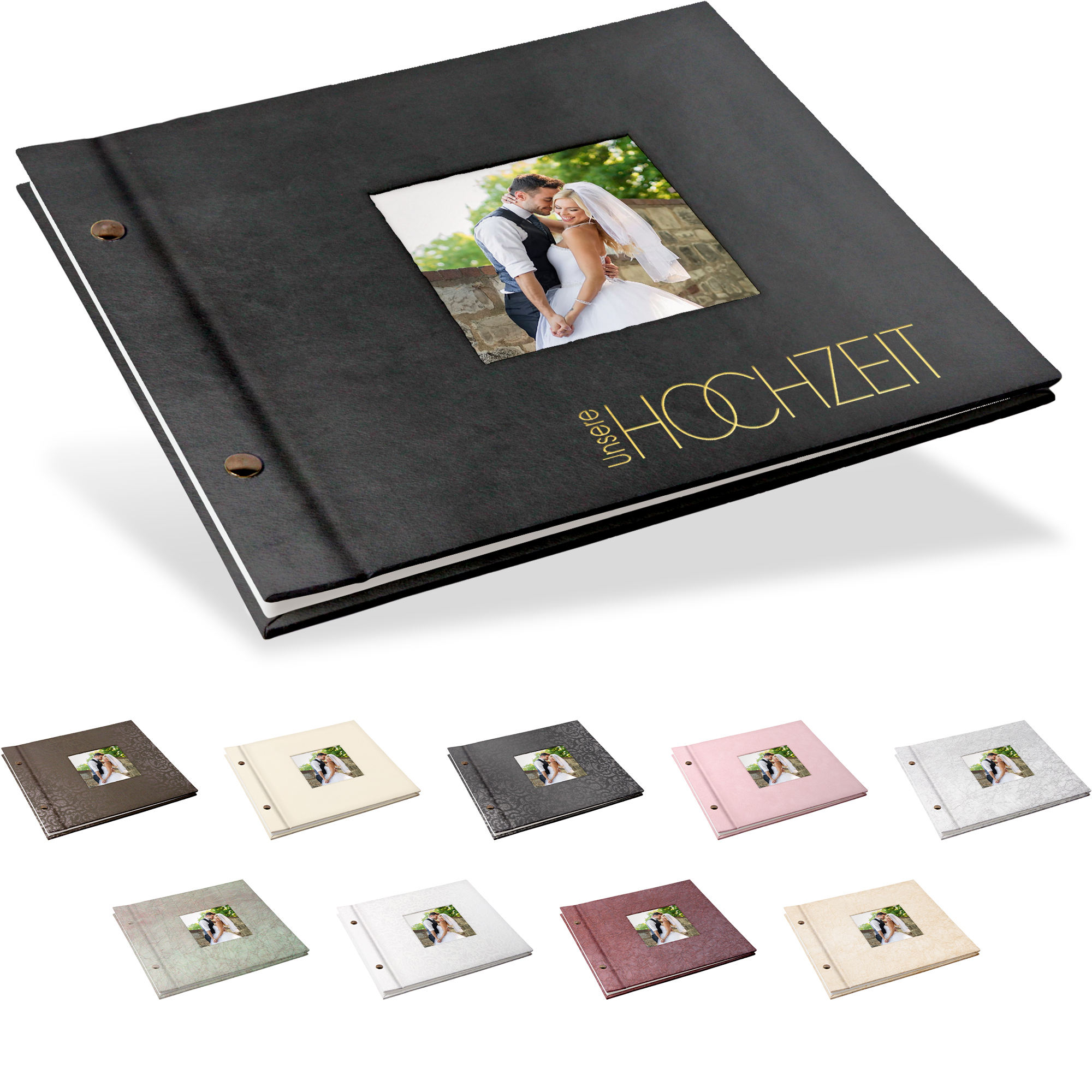 Portraitalbum Trend-Line, Format 24 x 22 cm, mit Bildausschnitt, Weiß