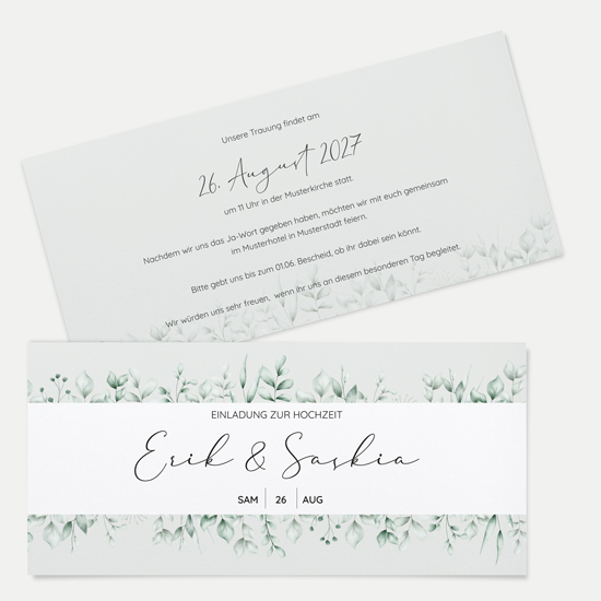 Postkarten DIN lang im Querformat 210 x 98 mm - Greenery "Evergreen Mint"