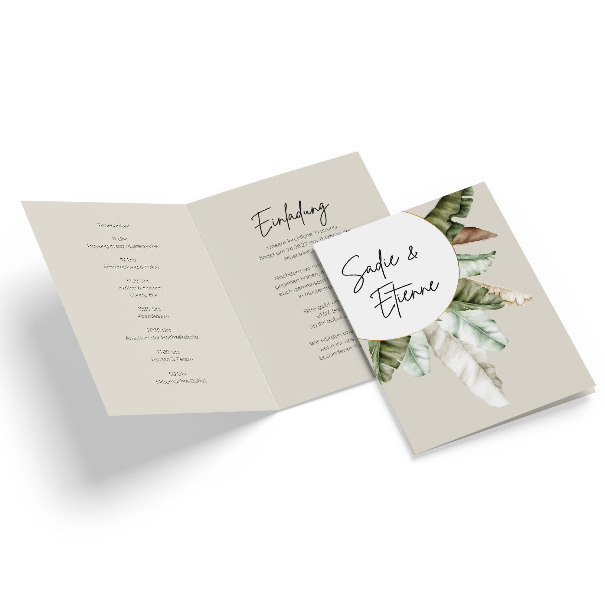 Klappkarte DIN A6 im Hochformat -Greenery "Manila 01"