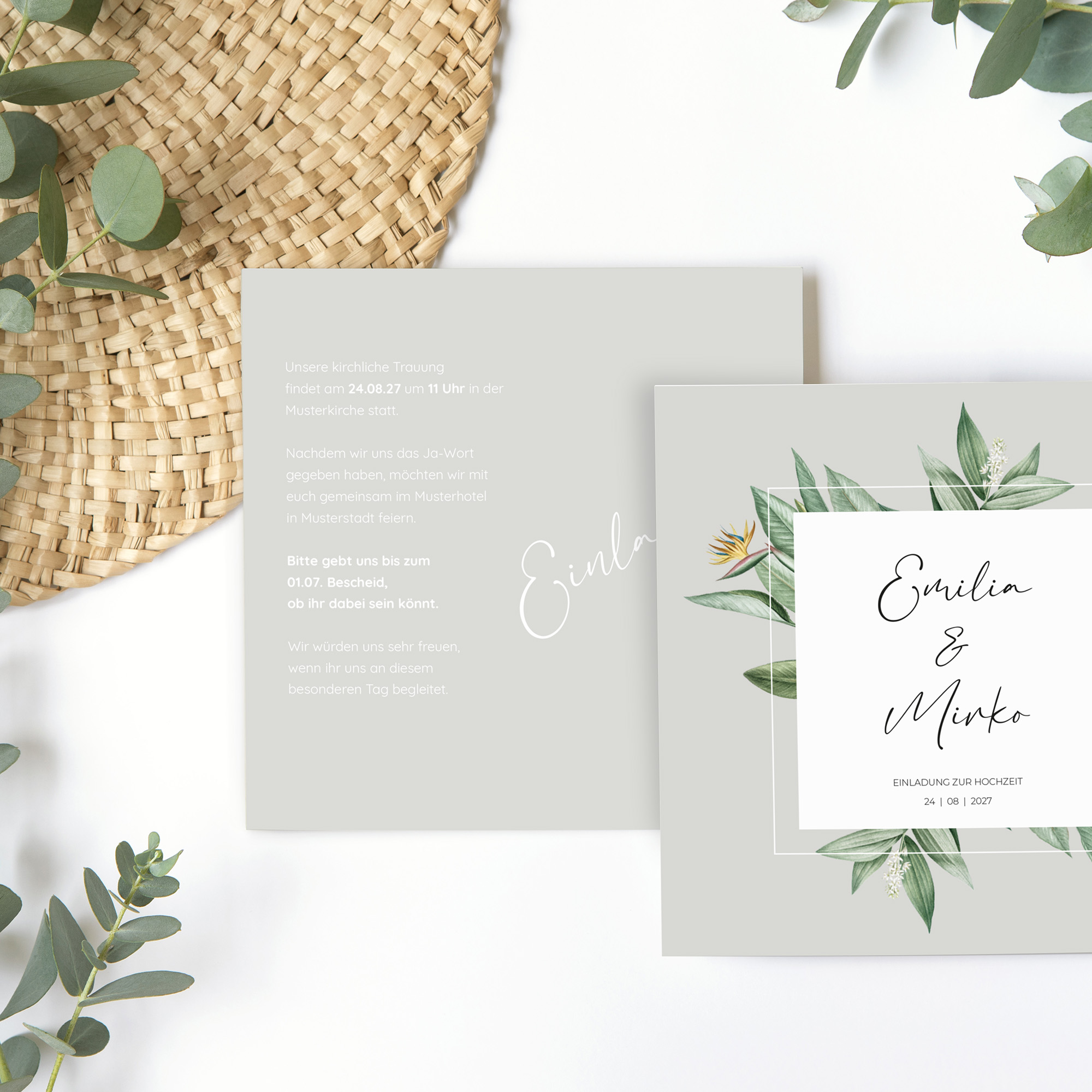 Postkarte Quadrat 148 x 148 mm - Greenery "Tropical Frame"