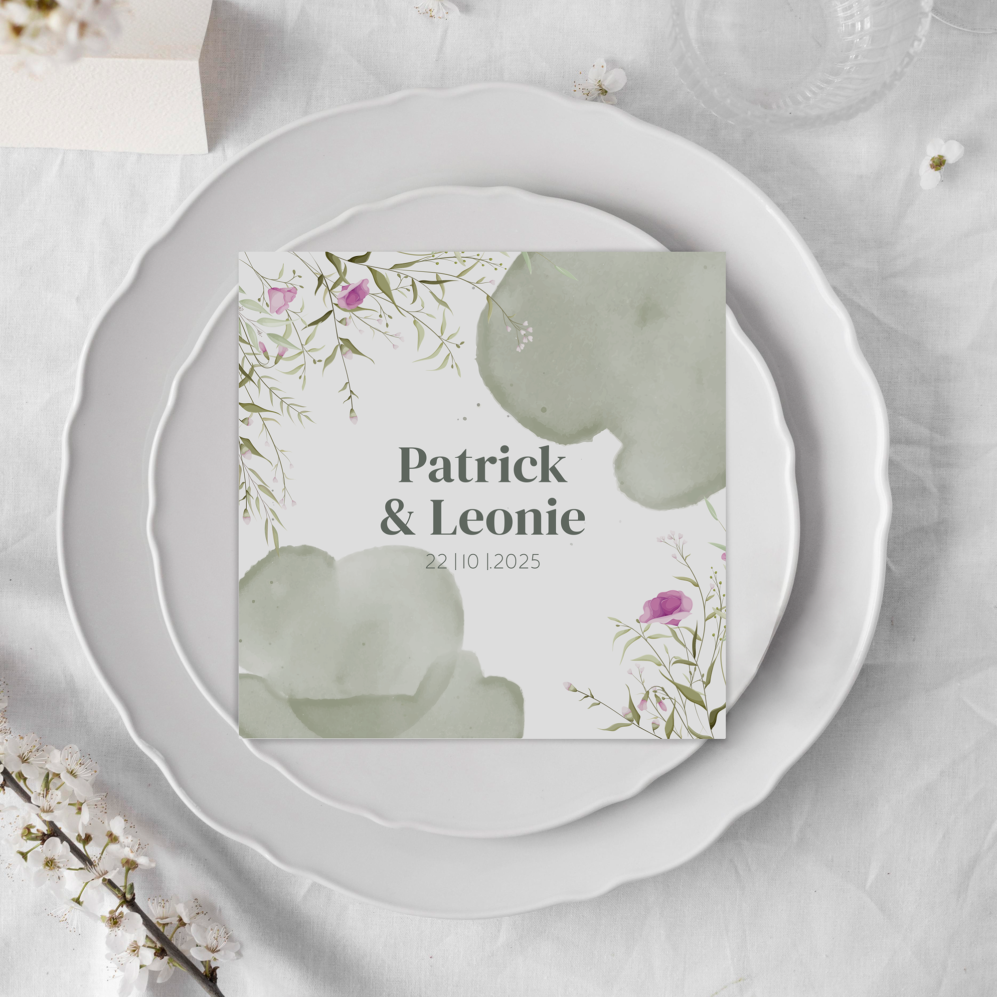 Postkarte Quadrat - Aquarell "Wildflower Garden"