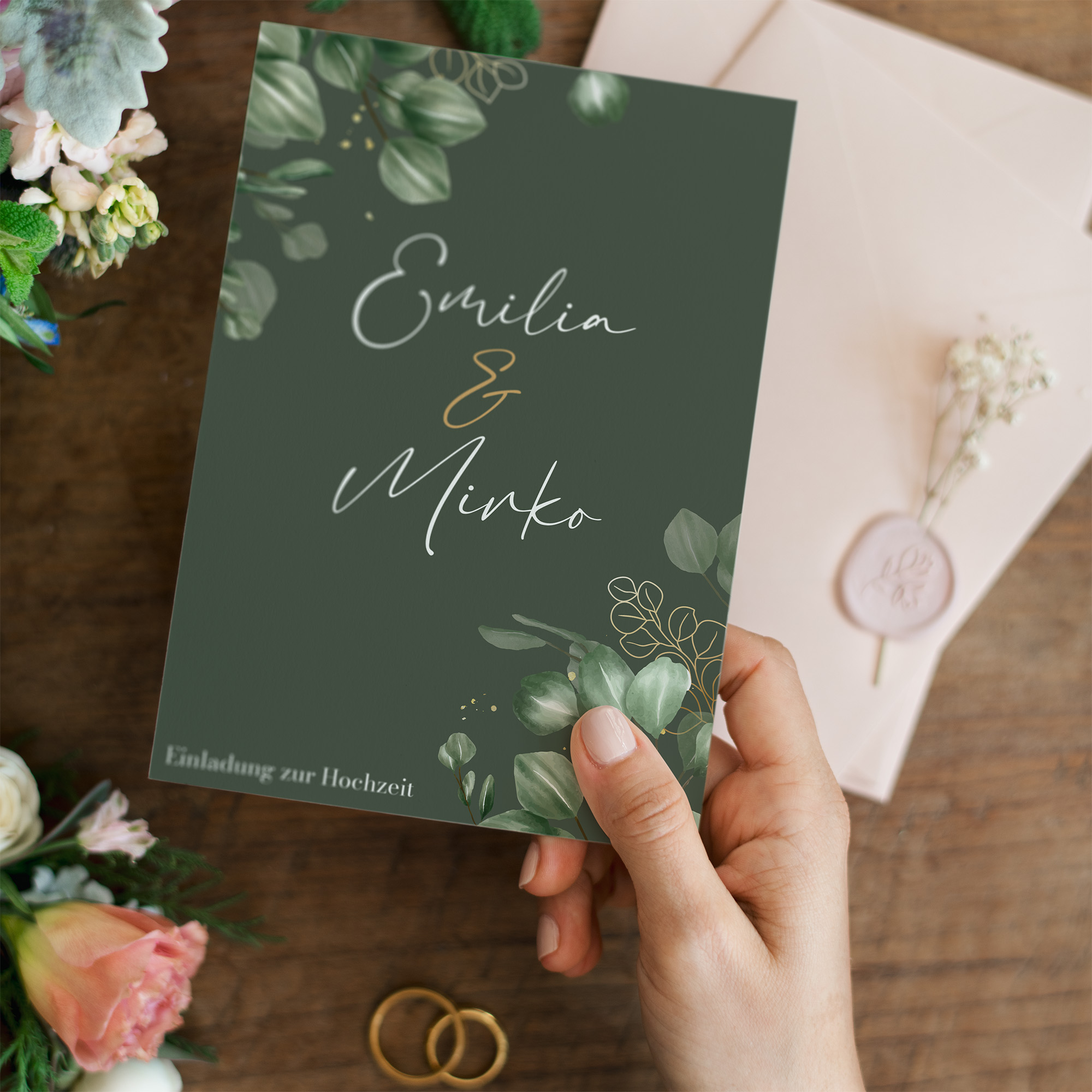 Postkarte DIN A6 im Hochformat - Greenery "Eucalyptus Night"